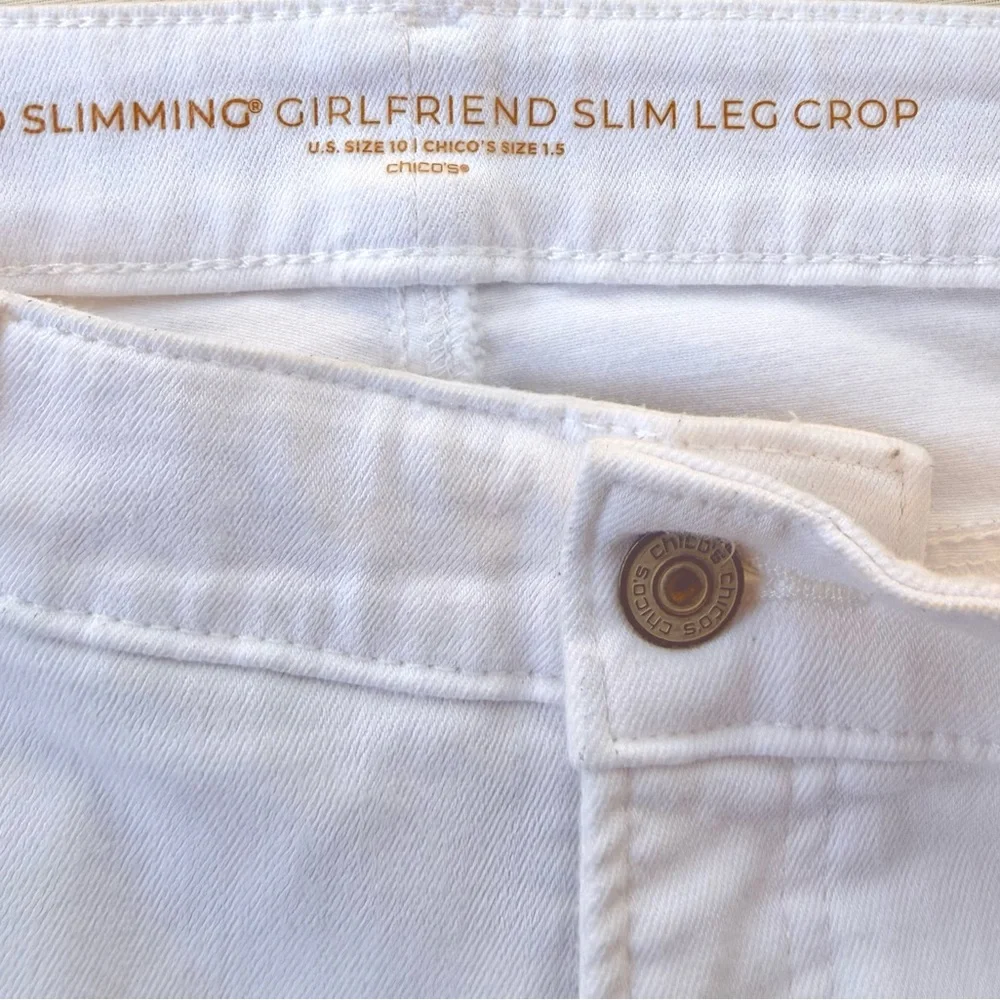 Chico's White Girlfriend Slim Leg Crop Pants size 10 - Picture 3 of 5